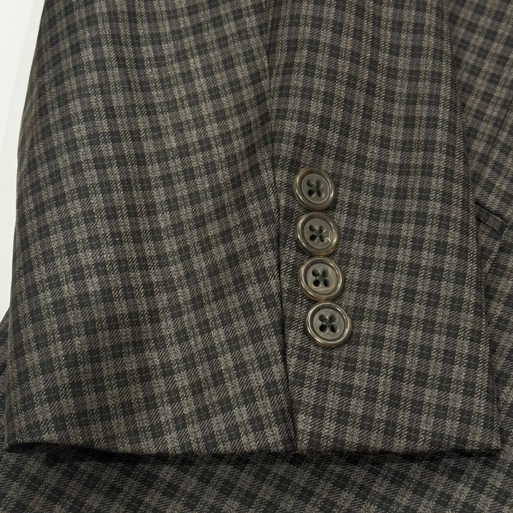 Peter Millar‎ Mens Micro Plaid Blazer 44T Wool Two Button Sport Coat Made Canada